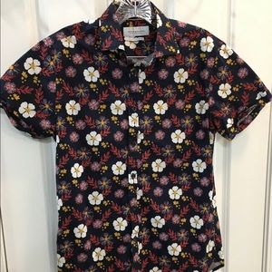 Denim & Flower Short Sleeve Hawaiian Men S